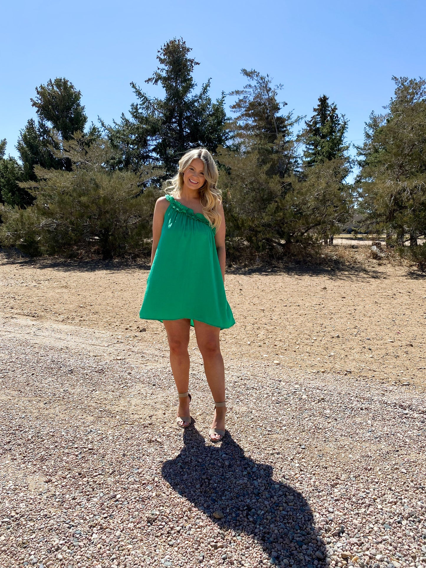 Green One Shoulder Party Dress