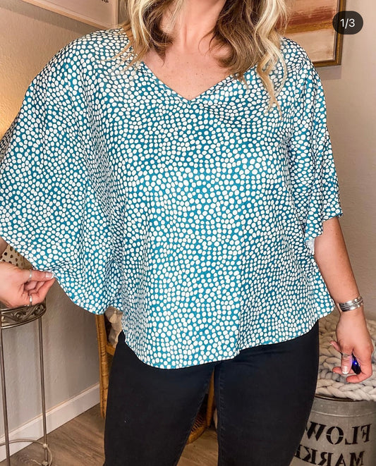 Teal Dotted Top