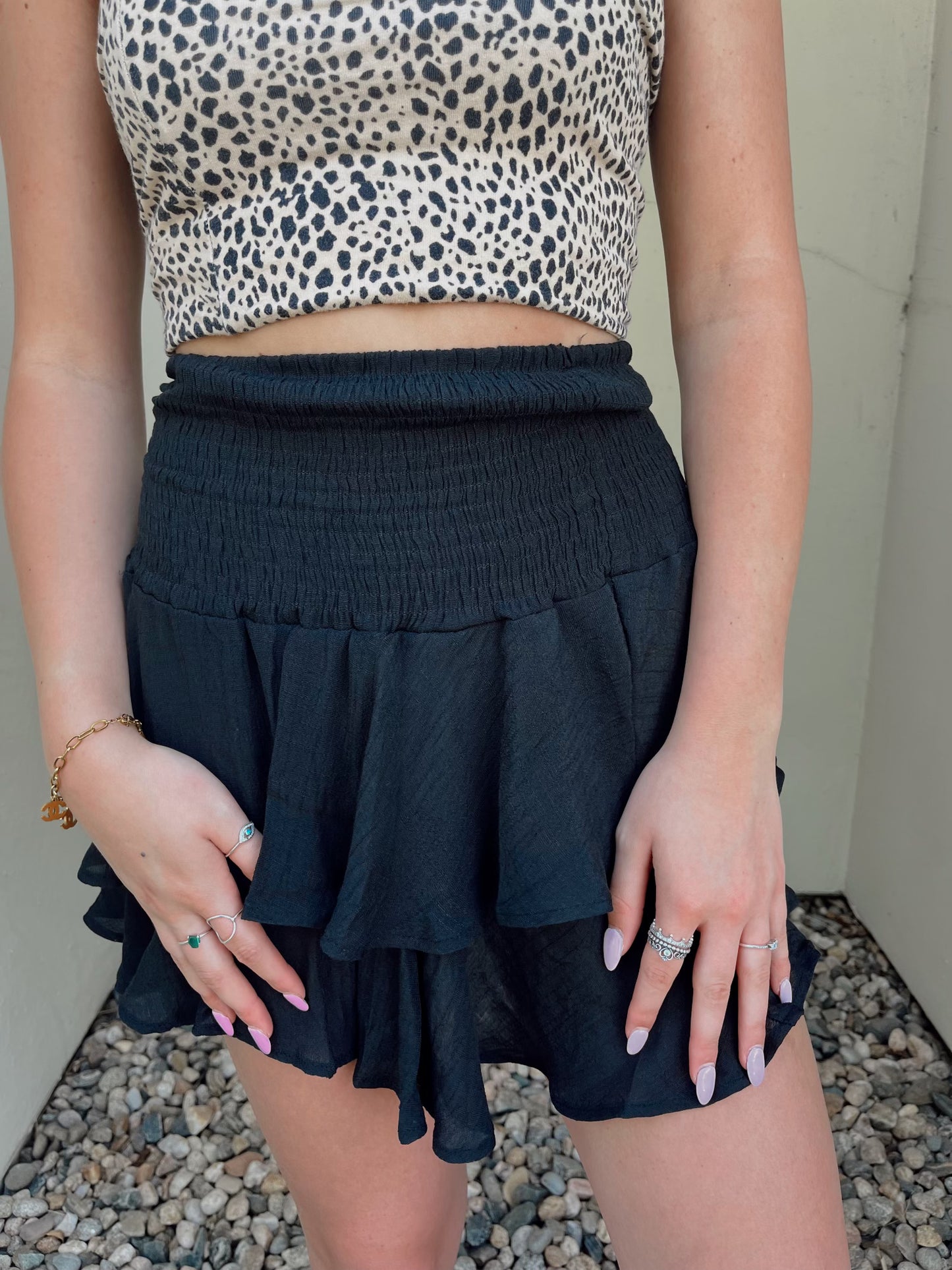 Black Mini Tiered Skirt